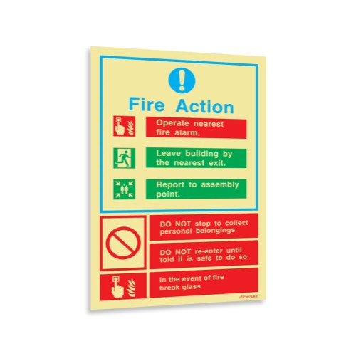 Connected Value Fire Action sign - 200mm x 150mm 13585